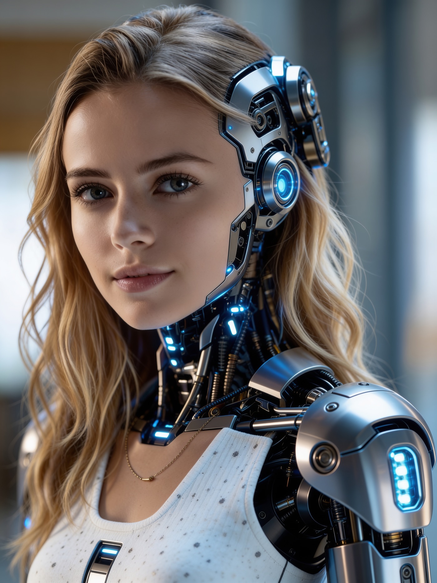 A figure that is part human and part robot, representing the AI built into the app